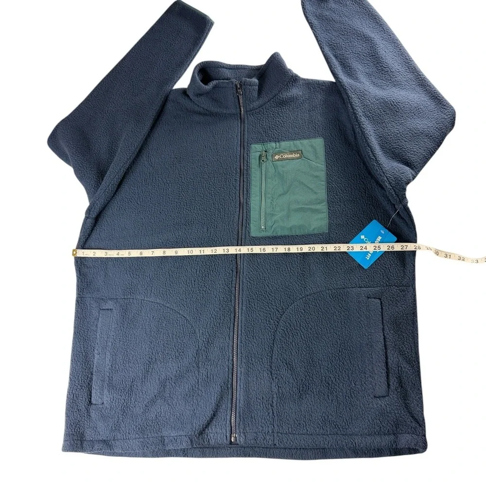 Columbia Mens Jasper Ridge Pebbled Full Zip Fleece Jacket Navy Blue Size XXL NWT